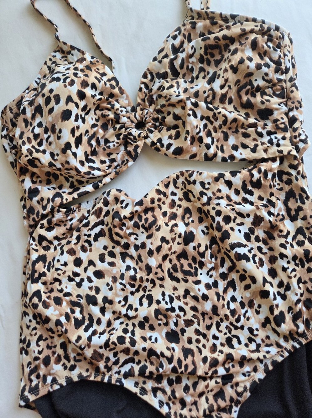 Time and Tru Leopard Print Dress in Tan, Black & White